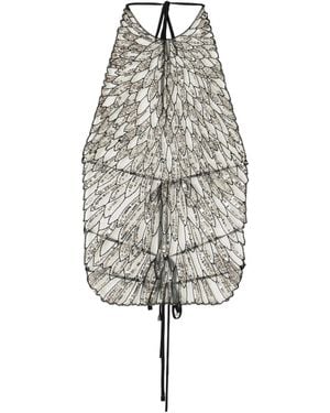 The Attico Tie-Detailed Sequin-Embellished Tulle Tank - White