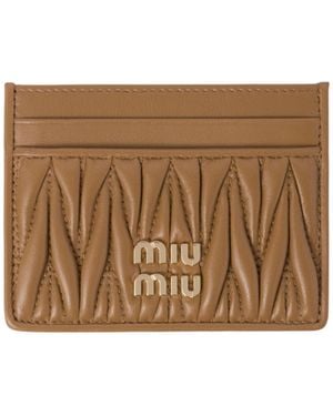 Miu Miu Logo-Lettering Cardholder - Brown