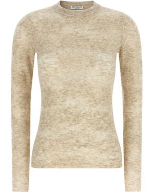 Brunello Cucinelli 'Flower Lace' Jumper - Natural