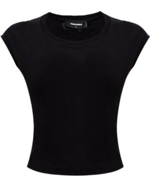 DSquared² Wing-Sleeved Cropped Top - Black