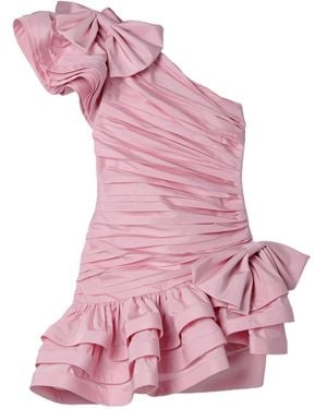 Alessandra Rich Ruched Taffeta Mini Dress - Pink