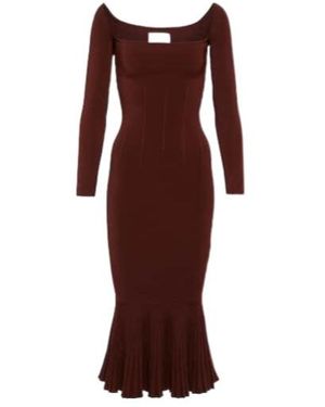 Galvan London Atalanta Ribbed-Knit Midi Dress - Red