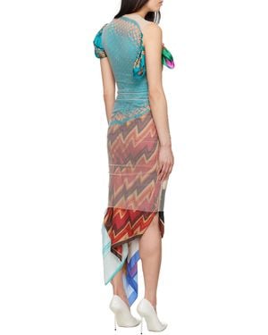Marine Serre Scarf-Detailed Asymmetric Midi Dress - White