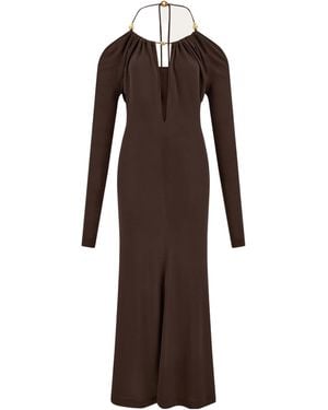 Ferragamo Ferragamo Long Crepe Dress - Brown