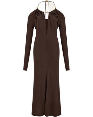 Ferragamo Long Crepe Dress - Brown