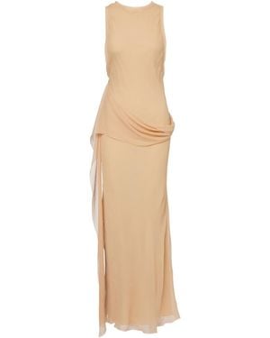 Victoria Beckham Draped Silk Gown - Natural