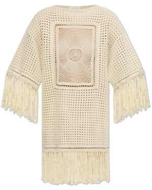 Zimmermann Fringe-Trim Mini Dress - Natural