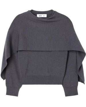 Rohe Cape-Overlay Knitted Sweater - Gray
