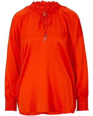 BOSS Longsleeve Vneck Silk Shirt - Red