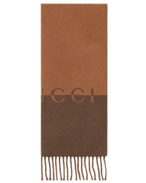 Gucci Wool Cashmere Scarf - Brown