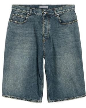 Balenciaga Faded Denim Shorts - Blue