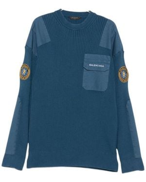 Balenciaga Flap Pocket Knitted Jumper - Blue