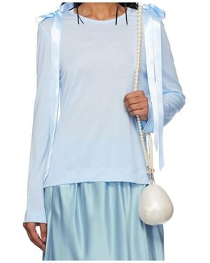 Simone Rocha Bow Ribbon Tail Long Sleeve T-Shirt - Blue