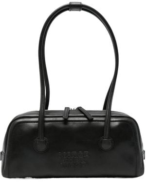 Marge Sherwood Soft Boston Logo-Debossed Leather Shoulder Bag - Black
