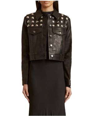 KHAITE Rivet Leather Jacket - Black
