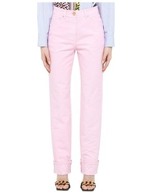 Versace High-Waisted Straight Pants - Pink