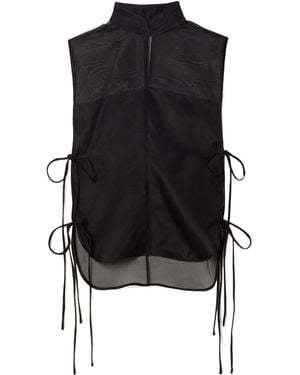 LeKasha Anzio Tie-Detailed Silk-Tulle Top - Black