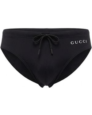 Gucci Logo-Print Swim Briefs - Blue