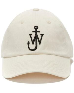 JW Anderson Jw Anderson Curved Peak Logo Embroidered Baseball Cap - White