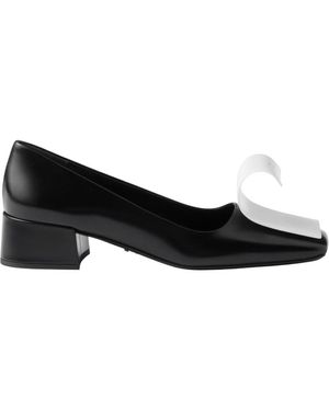 Prada Two-Toned Square-Toe Court Shoes - Black