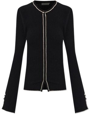 By Malene Birger Benny Ribbed-Knit Contrast-Trim Cardigan - Black