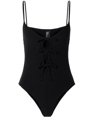 Lisa Marie Fernandez Tie-Detailed Crepe Swimsuit - Black