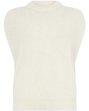 Peserico Ribbed Knit Sleeveless Top - White
