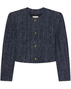 FRAME The Tweed Button-Up Jacket - Blue
