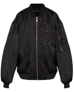 Balmain Shimmering Appliques Zip-Up Bomber Jacket - Black