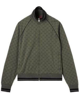Gucci Gg Jacquard Jersey Zip Jacket in Green for Men | Lyst