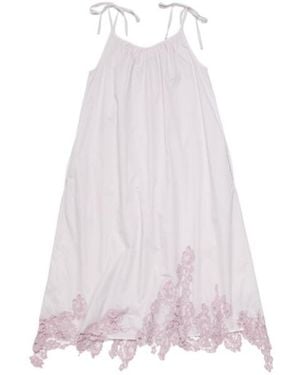 Acne Studios Floral-Lace Detail Poplin Midi Dress - White