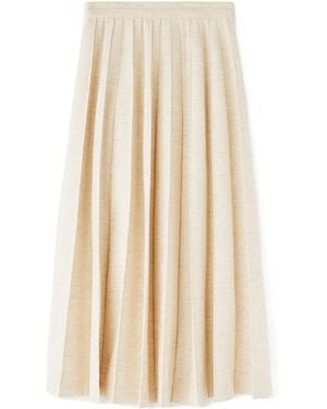 Loro Piana Pleated Midi Skirt - Natural