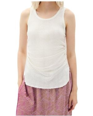 Ann Demeulemeester Mara Wrinkled Cropped Tank Top - White