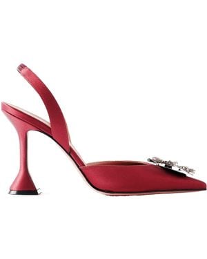 AMINA MUADDI Begum Swarovski Crystal-Embellished Satin Slingback Court Shoes - Red