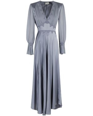 RIXO London Embroidery Detail Arlena Dress - Blue