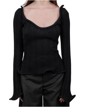 Séfr Séfr Giselle Wide Neck Knitted Top - Black