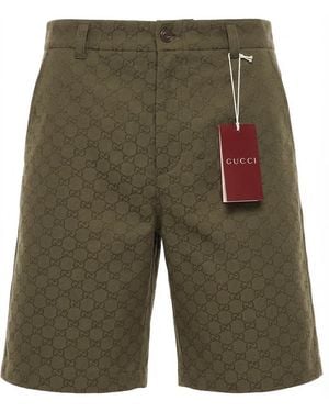 Gucci Gg Monogrammed Shorts - Green