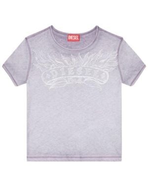 DIESEL Graphic-Print Pigment-Dyed T-Shirt - Purple