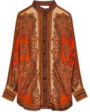 Zimmermann Printed Silk Shirt - Orange
