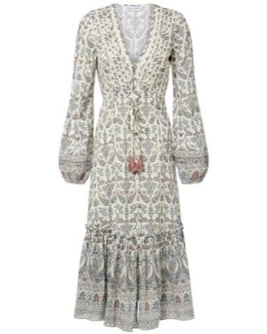 Veronica Beard Vani Paisley Ruffled Midi Dress - Grey