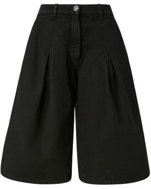 Pinko Wide-Leg Bermuda Shorts - Black