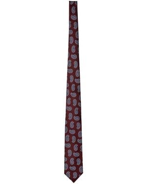 Etro Pattern Printed Pointed-Tip Tie - White