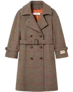 Golden Goose Checked Double-Breasted Belted Coat - Brown