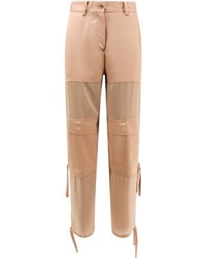 Pinko Georgette-Crepe Mid-Rise Cargo Pants - Natural
