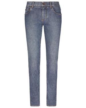 Dolce & Gabbana Logo-Patch Slim-Fit Jeans - Blue