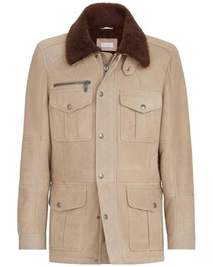 Brunello Cucinelli Waxed Shearling Safari Jacket - Brown
