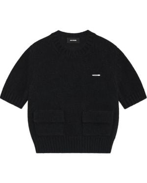 we11done Round-Collar Short-Sleeve Jumper - Black