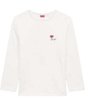 KENZO Tulip' Long Sleeves Relax T-Shirt - White