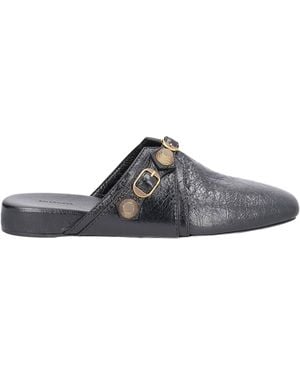Balenciaga Square-Toe Flat Leather Mules - Grey
