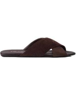 Prada Cross-Strap Sandals - Brown